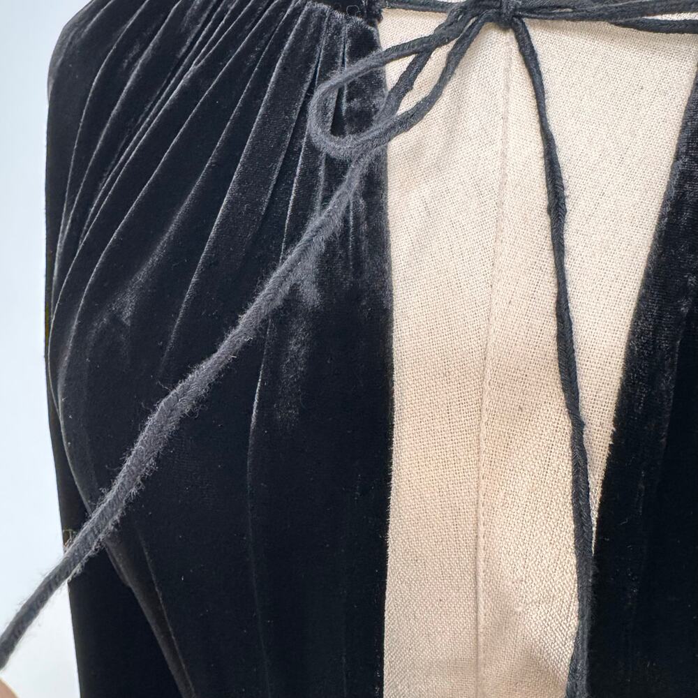 Ulla Johnson Talitha Midi Dress Black Velvet Silk Bohemian Witchy Size 2 - Picture 8 of 16